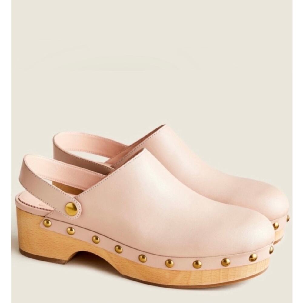 .J.Crew Blush Leather Platform Clogs - Size 8.5 - NWOT - Picture 1 of 9